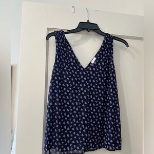 Cabi 5916 black & Purple Floral Mesh Resortwear Island Tank Blouse XS